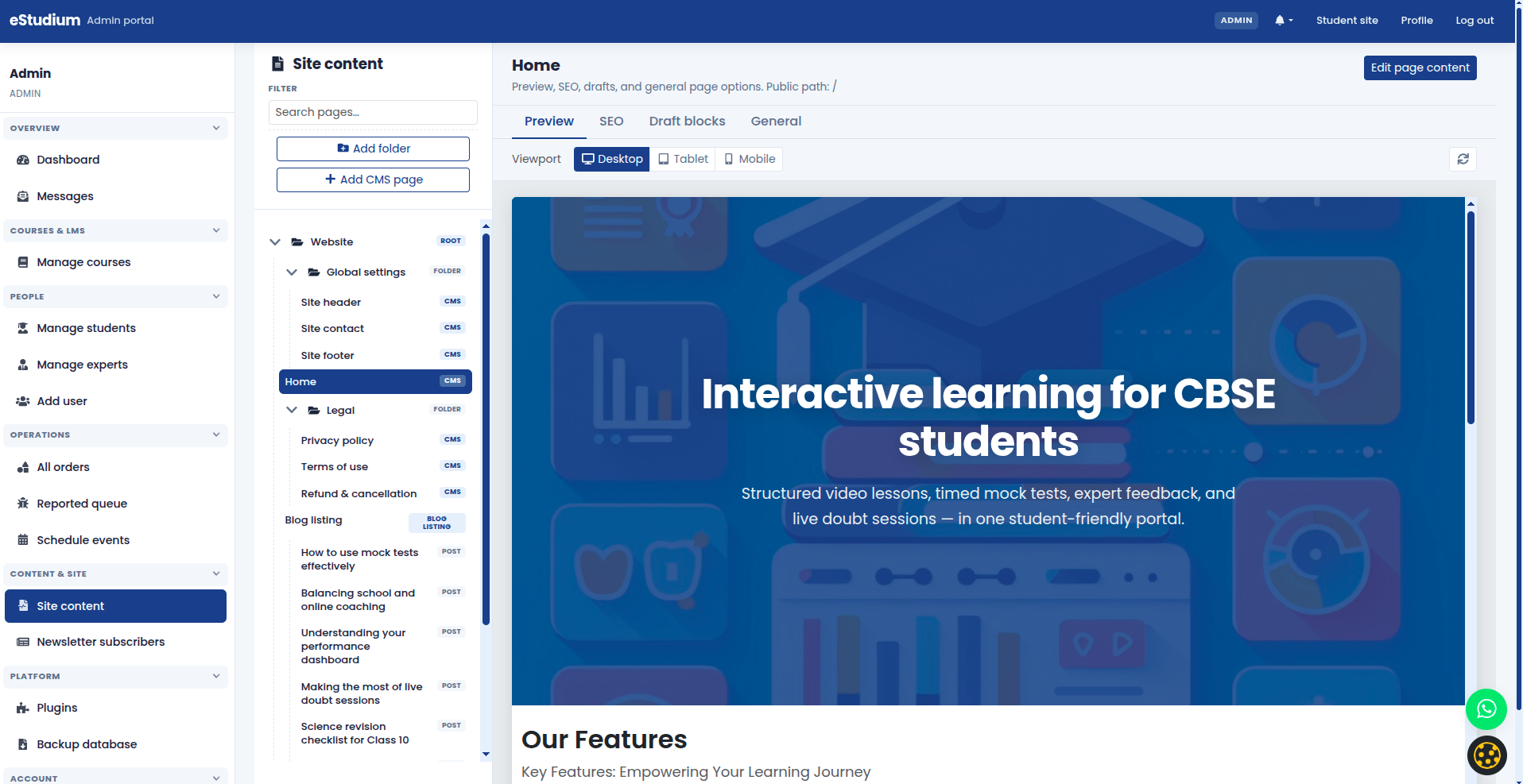 eMedhaa product screenshot
