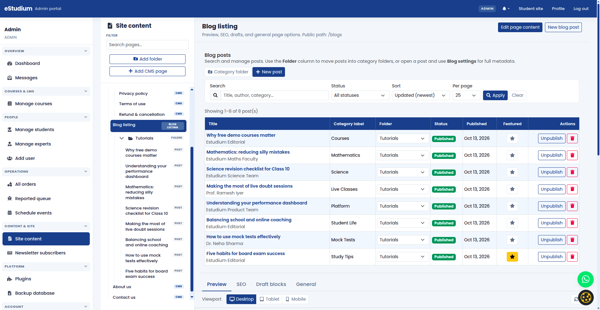 eMedhaa product screenshot