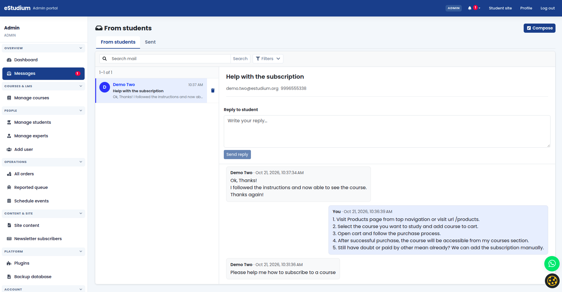 eMedhaa product screenshot