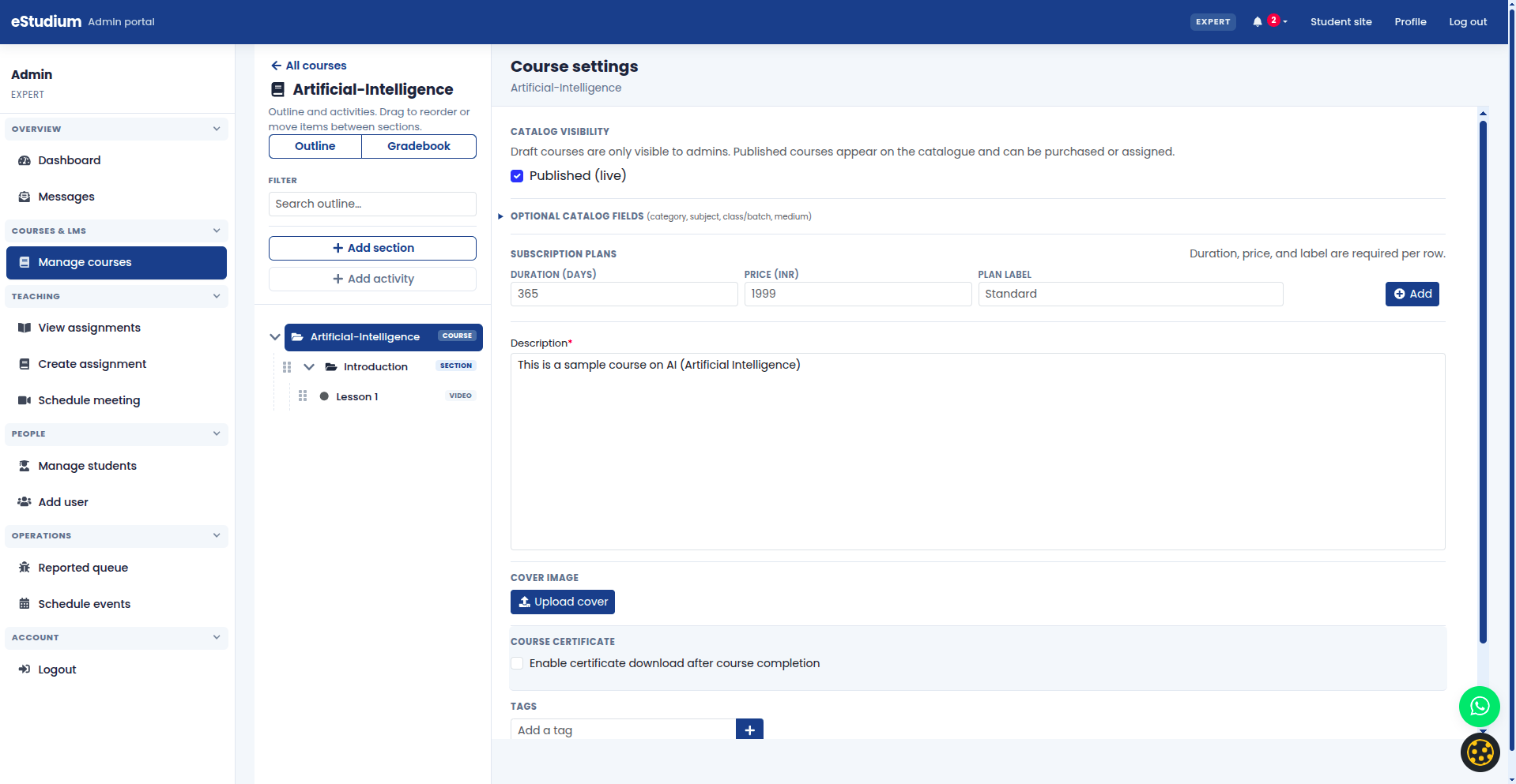eMedhaa product screenshot